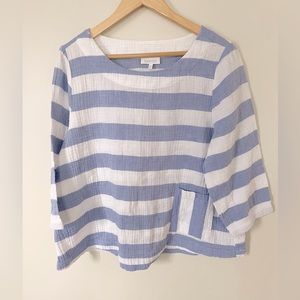 Habitat Striped Linen Top blue white striped size medium